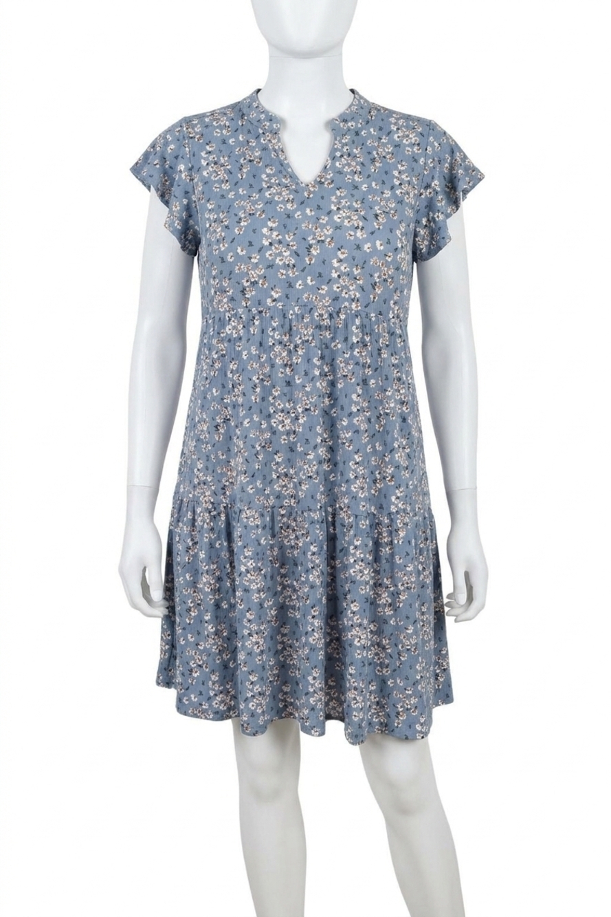 NEW HONEYME floral tiered gabby babydoll dress in blue